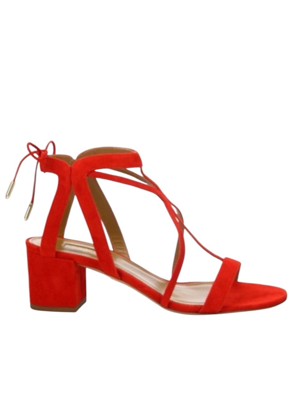 Aquazzura Fiji Red Suede Block Heel Strappy Sandal Size: 36 (US 6)
